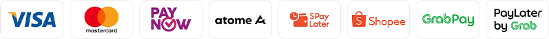 Payment methods: Visa, Mastercard, PayNow, Shopee, GrabPay, PayLater by Grab