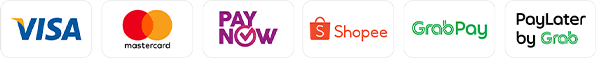 Payment methods: Visa, Mastercard, PayNow, Shopee, GrabPay, PayLater by Grab