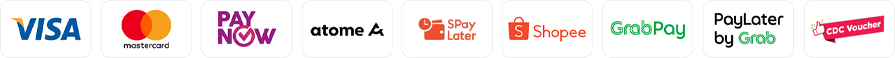 Payment methods: Visa, Mastercard, PayNow, Shopee, GrabPay, PayLater by Grab