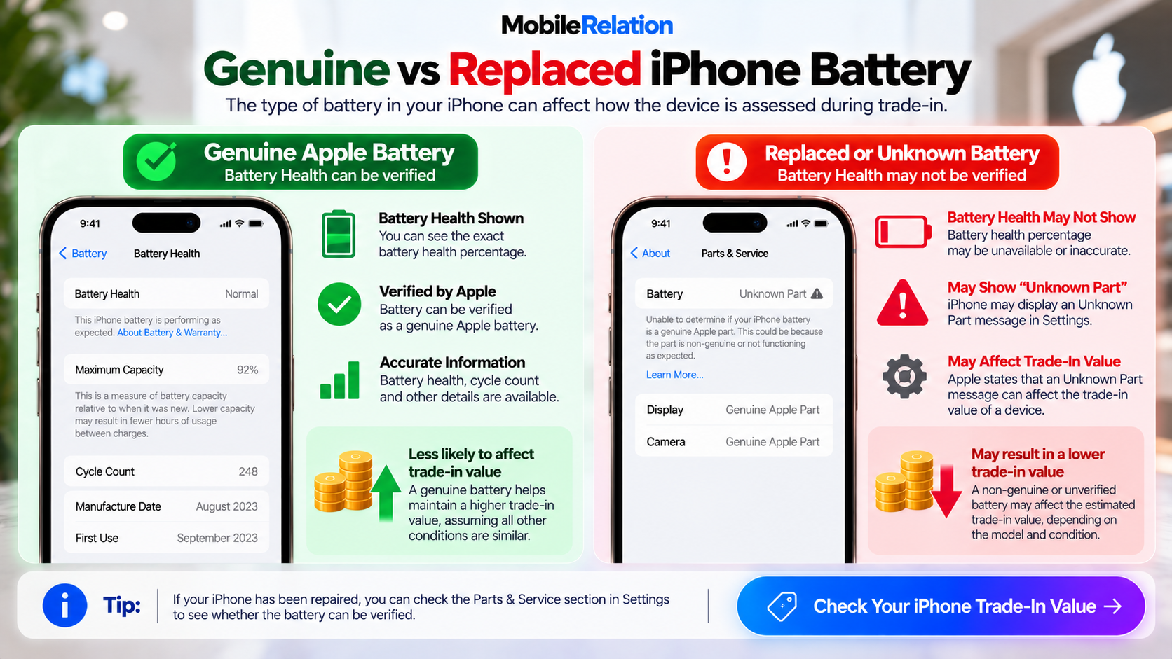 Genuine and replaced iPhone battery trade-in value