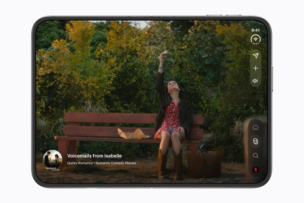 iPhone Duo large folding display showing video content