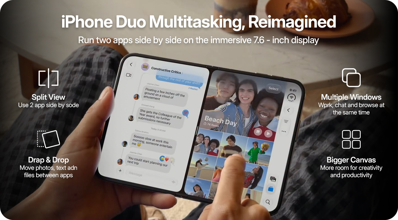 iPhone Duo 7.6-inch display compared with iPhone 18 Pro Max 6.9-inch display