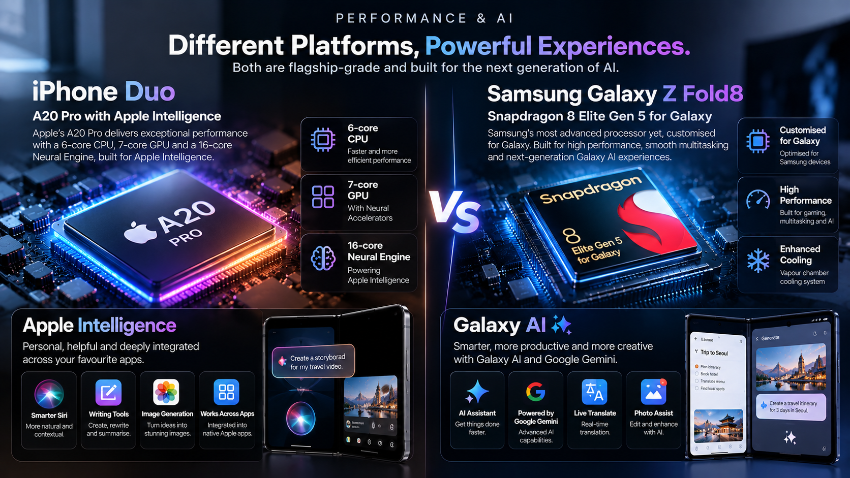 Apple A20 Pro vs Snapdragon 8 Elite Gen 5 for Galaxy performance comparison