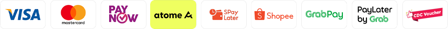 Payment methods: Visa, Mastercard, PayNow, Shopee, GrabPay, PayLater by Grab