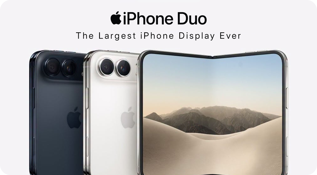 Apple iPhone Duo, the first foldable iPhone, in Night Sky and Star White colours