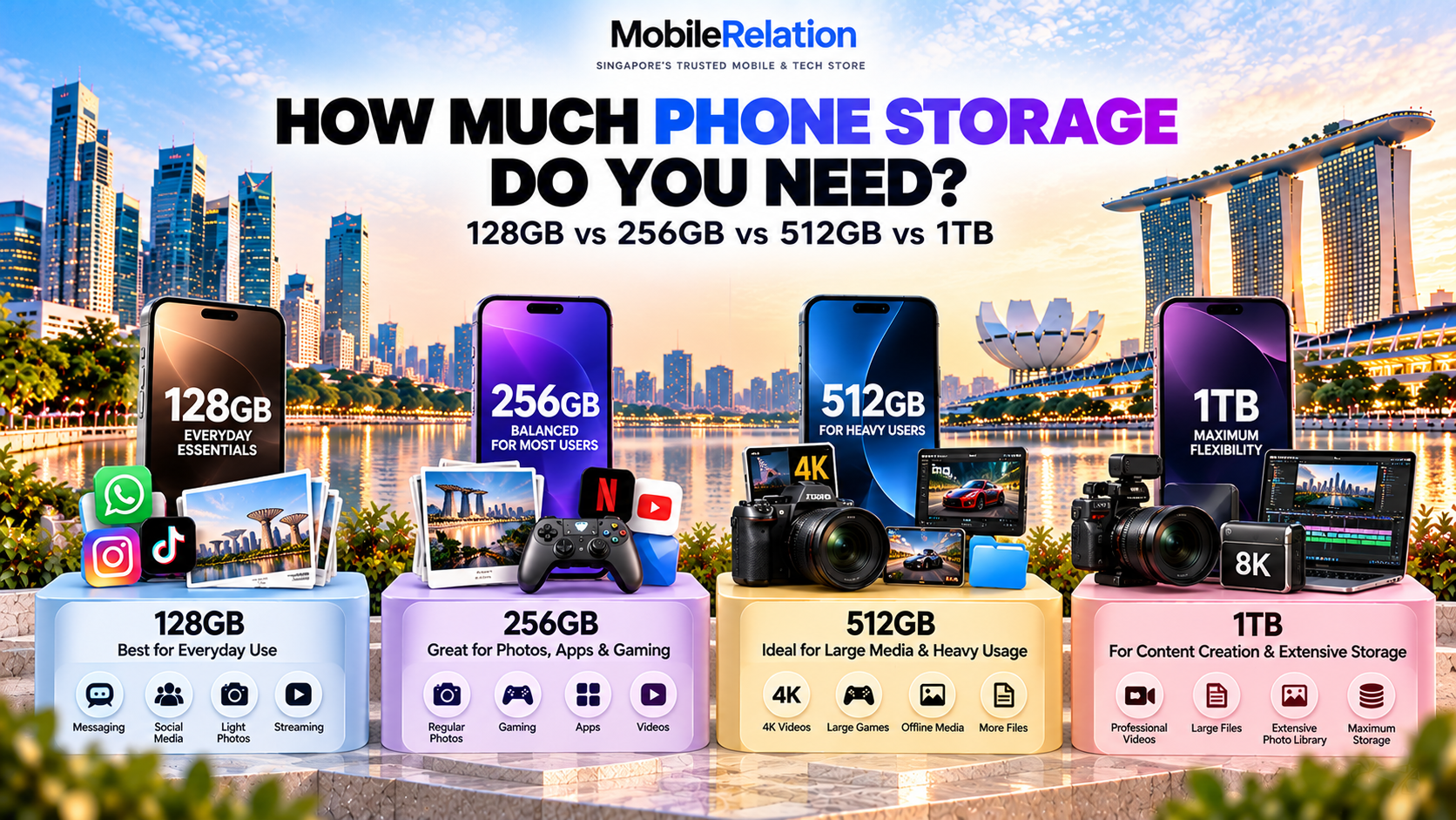 128GB vs 256GB vs 512GB vs 1TB phone storage comparison for smartphone buyers