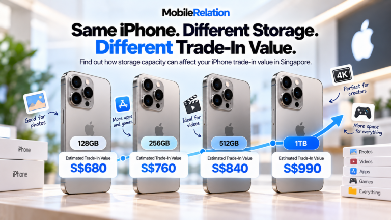 iPhone storage trade-in value comparison for 128GB, 256GB, 512GB and 1TB in Singapore