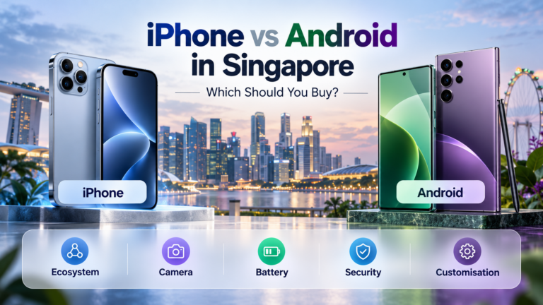 iPhone vs Android in Singapore comparing ecosystem camera battery security and customisation to help buyers choose the right smartphone