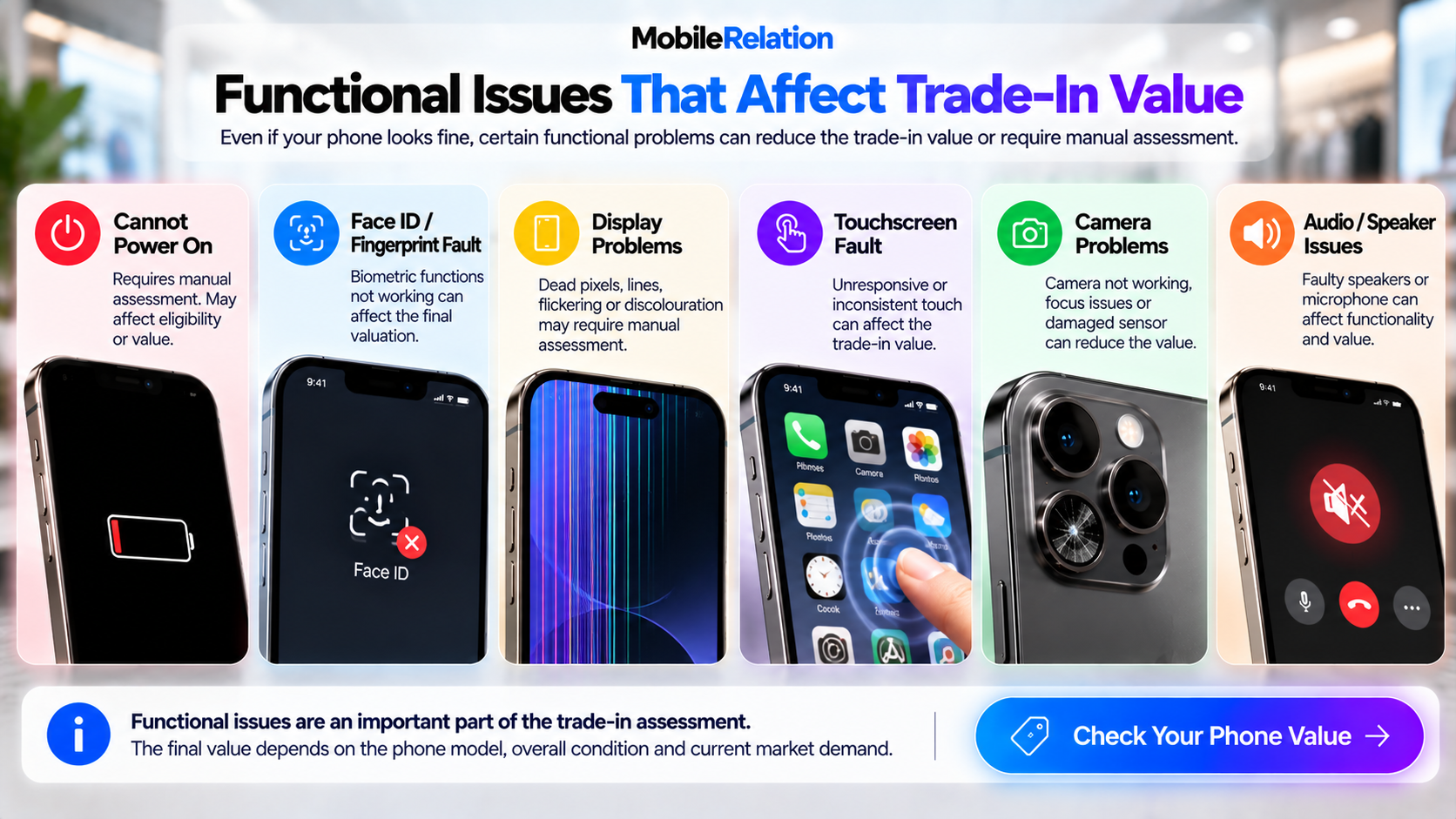 Phone functional issues that can affect trade-in value