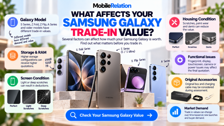 What affects Samsung Galaxy trade-in value in Singapore: model, storage, screen, housing, functional issues, accessories and market demand