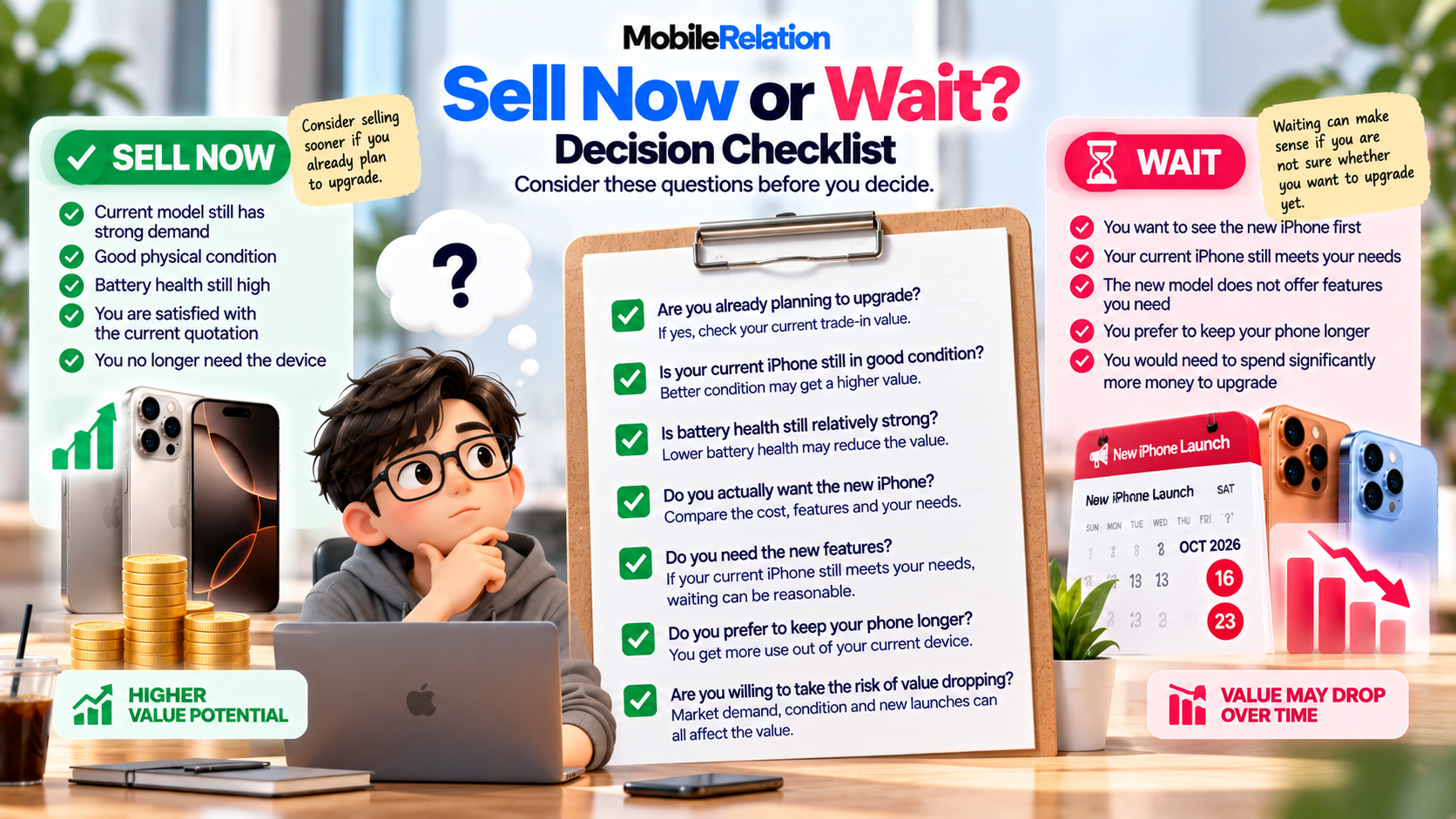 Sell now or wait iPhone trade in decision checklist